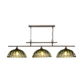 Mabel 3 Light Bar Pendant Antique Brass with Moss Glass