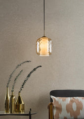 Majella Pendant Aged Brass and Champagne Glass