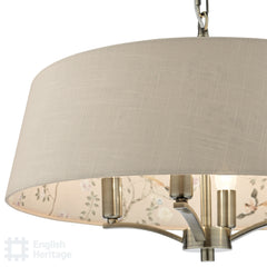 English Heritage Marble Hill 4 Light Shadelier Antique Brass and Taupe With Shade