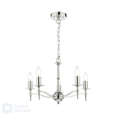 English Heritage Marble Hill 5 Light Armed Pendant Polished Nickel Fitting Only