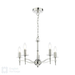 English Heritage Marble Hill 5 Light Armed Pendant Polished Nickel Fitting Only