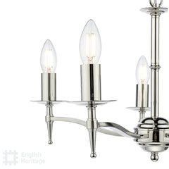 English Heritage Marble Hill 5 Light Armed Pendant Polished Nickel Fitting Only