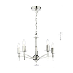 English Heritage Marble Hill 5 Light Armed Pendant Polished Nickel Fitting Only