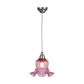 Mia Single Pendant Pewter with Azalea Glass