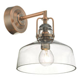 Miles Wall Light Antique Copper Smoked Glass