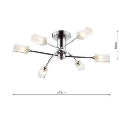 Morgan 6 Light Semi Flush Satin Chrome