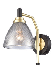 Metro 1lt Wall Light matt black and satin brass