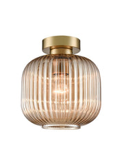 Mezcla Flush Fitting aged brass with amber glass