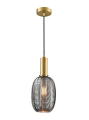 Mezcla pendant aged brass with chevron smoked glass 180mm