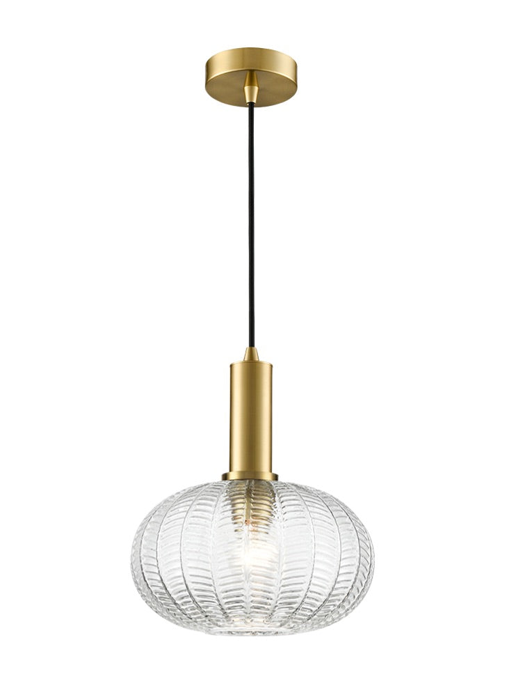 Mezcla pendant aged brass with chevron clear glass 260mm