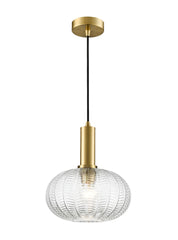 Mezcla pendant aged brass with chevron clear glass 260mm
