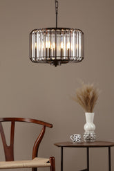 Naeva 3 Light Pendant Satin Black Crystal