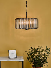 Naeva 4 Light Pendant Satin Black Crystal