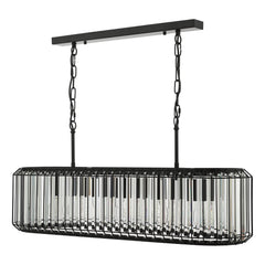 Naeva 5 Light Pendant Matt Black and Crystal