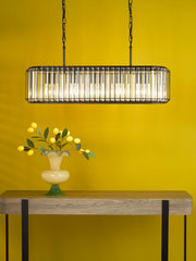 Naeva 5 Light Pendant Matt Black and Crystal