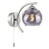 Nakita Wall Light Polished Chrome With Organic Smoked Glass