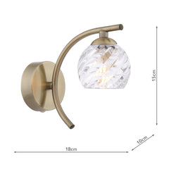 Nakita Wall Light Antique Brass With Twisted Open Glass