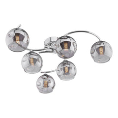 Nakita 6 Light Semi Flush Polished Chrome Smoked Organic Glass