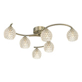 Nakita 6 Light Semi Flush Antique Brass With Dimpled Open Glass
