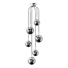 Nico 6 Light Cluster Pendant Polished Chrome Smoked Glass dar Lighting