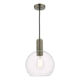 Nikolas Pendant Antique Chrome Round Clear Glass