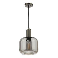 Nikolas Pendant Antique Chrome Smoked Glass