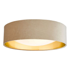 Dar Lighting Nysa 2 Light Flush Velvet Taupe 40cm