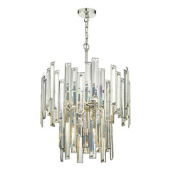 Odile 6 Light Pendant Champagne Crystal Polished Nickel Frame