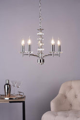 Oleana 5 Light Pendant Polished Chrome Crystal