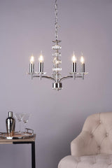 Oleana 5 Light Pendant Polished Chrome Crystal