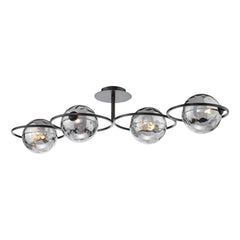 Olympus 4 Light Semi-Flush Matt Black With Smoked Dimpled Glass