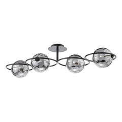 Olympus 4 Light Semi-Flush Matt Black With Smoked Dimpled Glass