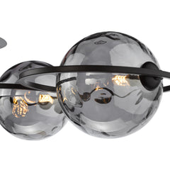 Olympus 4 Light Semi-Flush Matt Black With Smoked Dimpled Glass