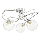 Onawa 3 Light Semi Flush Polished Chrome With Twisted Glass