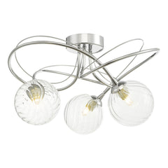 Onawa 3 Light Semi Flush Polished Chrome With Twisted Glass