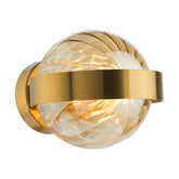 Ophira Wall Light Antique Gold and Amber Ribbed Glass