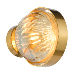 Ophira Wall Light Antique Gold and Amber Ribbed Glass