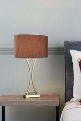 Oporto Wavy Table Lamp Antique Brass With Brown Shade