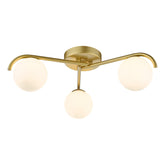 Orlena 3 Light Flush Satin Gold and Opal Glass