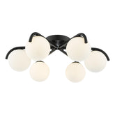 Orlena 6 Light Flush Matt Black and Opal Glass