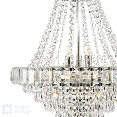 English Heritage Osborne House 12 Light Chandelier Polished Nickel and Crystal