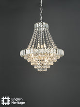 English Heritage Osborne House 12 Light Chandelier Polished Nickel and Crystal