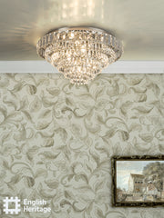 English Heritage Osborne House 7 Light Flush Polished Nickel and Crystal