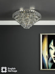 English Heritage Osborne House 7 Light Flush Polished Nickel and Crystal