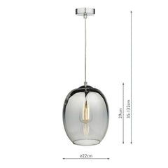 Patrice 1 Light Pendant Silver Glass