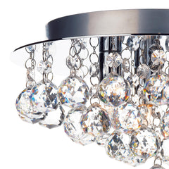 Pluto 3 Light Flush Polished Chrome Crystal Glass Droppers