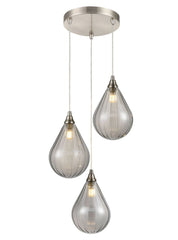 Perry 3 Light Spreader in satin nickel with smoked glass