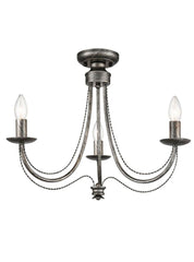 Franklite, Philly 3lt Fitting. black / Brushed silver