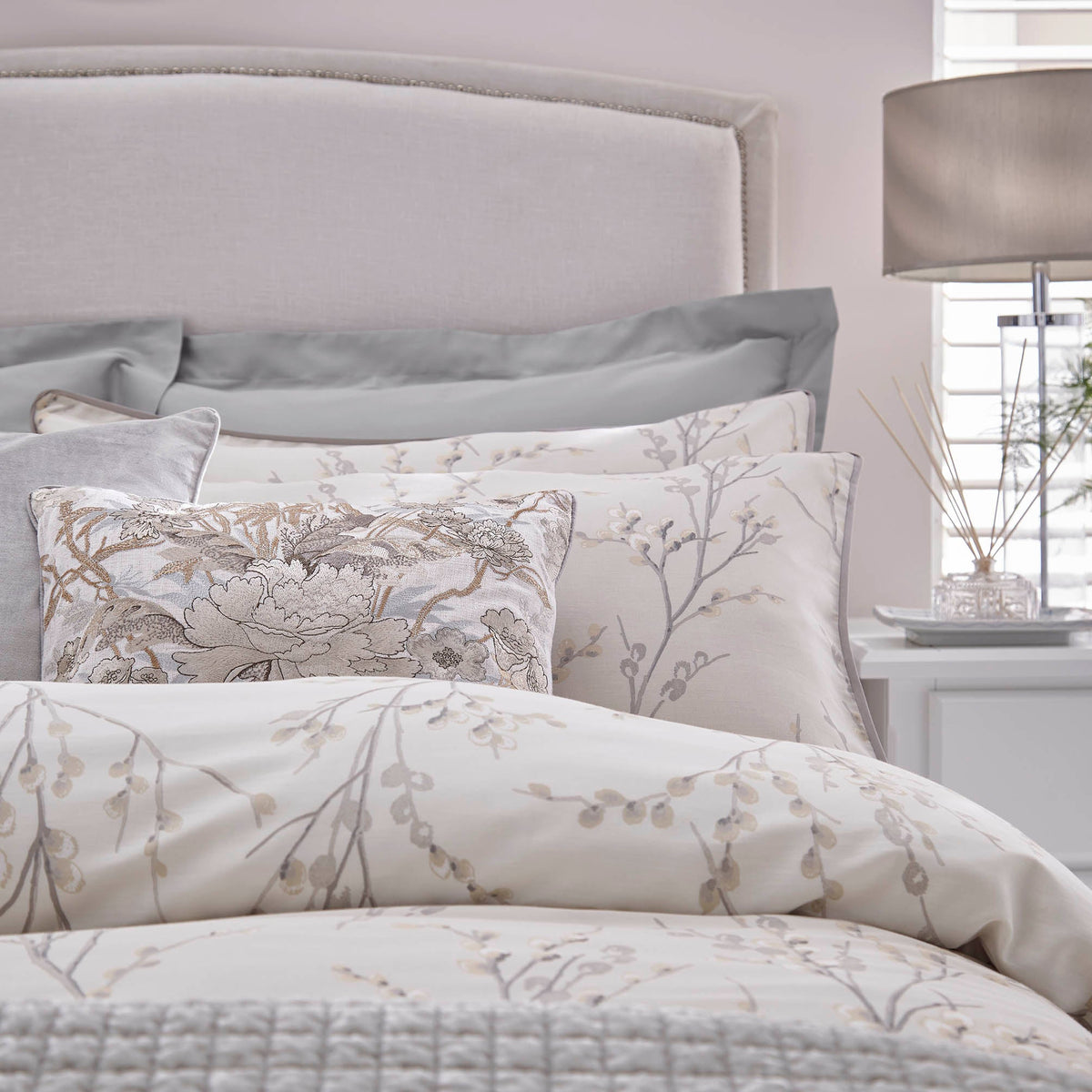 Laura Ashley Pussy Willow Dove Grey Duvet Cover and Pillowcase Set