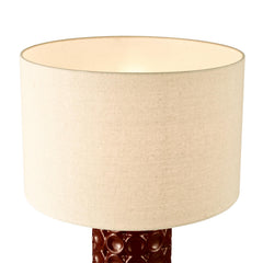 Raja Table Lamp Red Ceramic and Antique Bronze With Shade